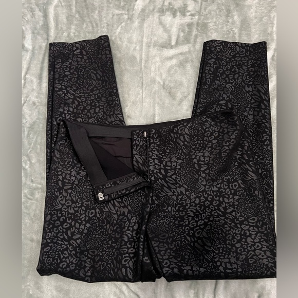 Black Leopard Patterned Straight Leg Pants - Picture 5 of 7